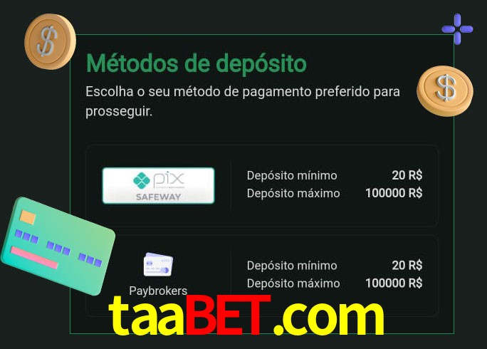 O cassino taabet.com oferece uma grande variedade de métodos de pagamento